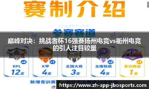 巅峰对决：挑战者杯16强赛扬州电竞vs衢州电竞的引人注目较量